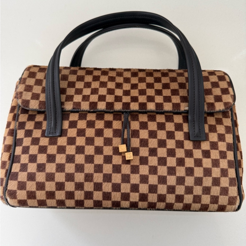 Louis Vuitton Authentic
Vintage Damier Ebene Ponyhair Lionne Bag